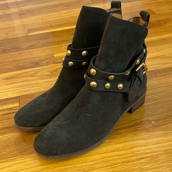 See By Chloe Women’s Gray Ankle Boots With Gold Buckle Size 37.5/7.5 - Picture 2 of 9